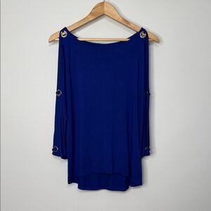 Cable & Gauge Royal Blue Cut-Out Shoulder Blouse Size Medium